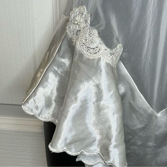 Vintage Etienne Bodysuit Sheer Lingerie Ivory White Flouncy Waist Size Small - Picture 9 of 15